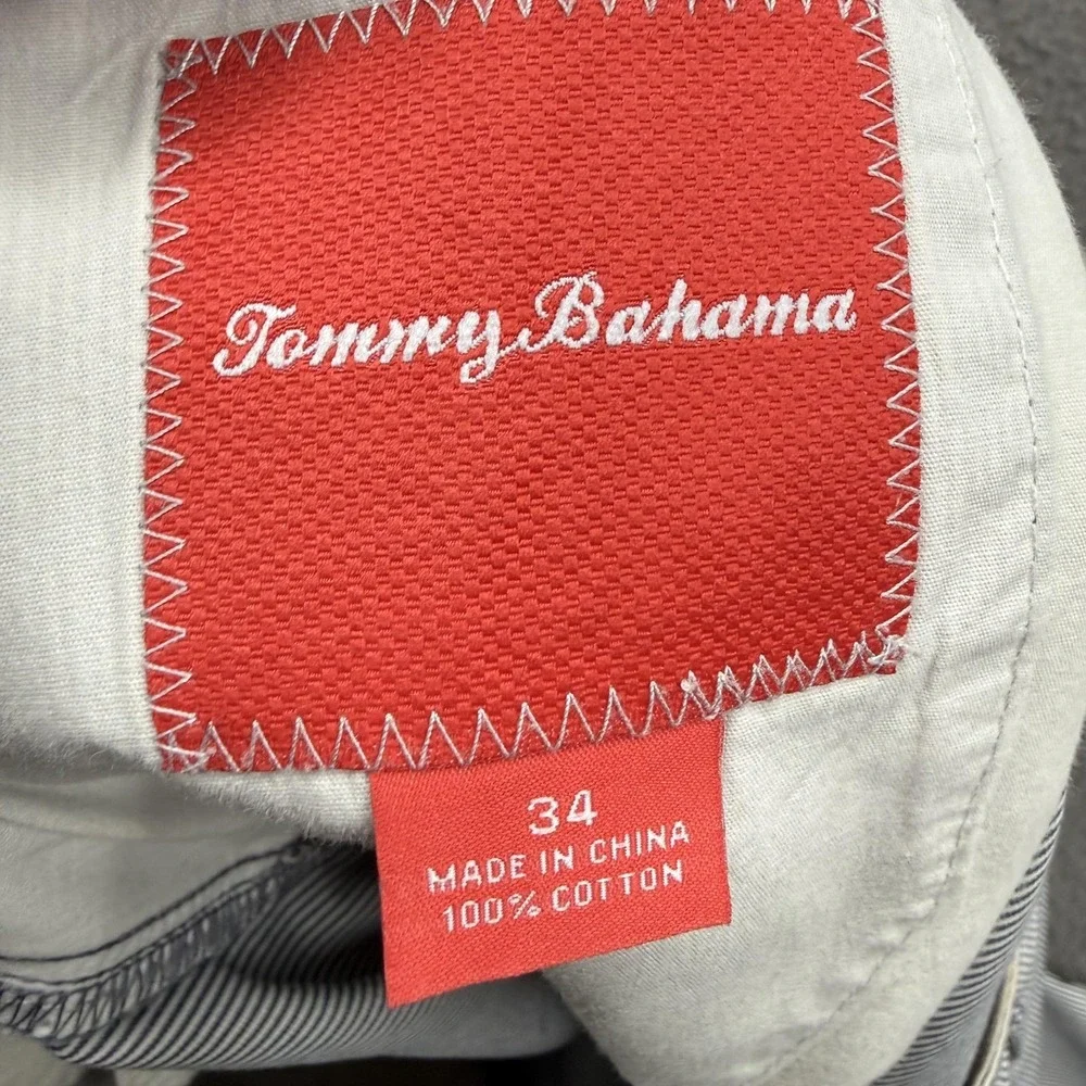 Tommy Bahama Shorts Mens 34 Blue Striped Chino Cotton 10 Inseam Casual Summer